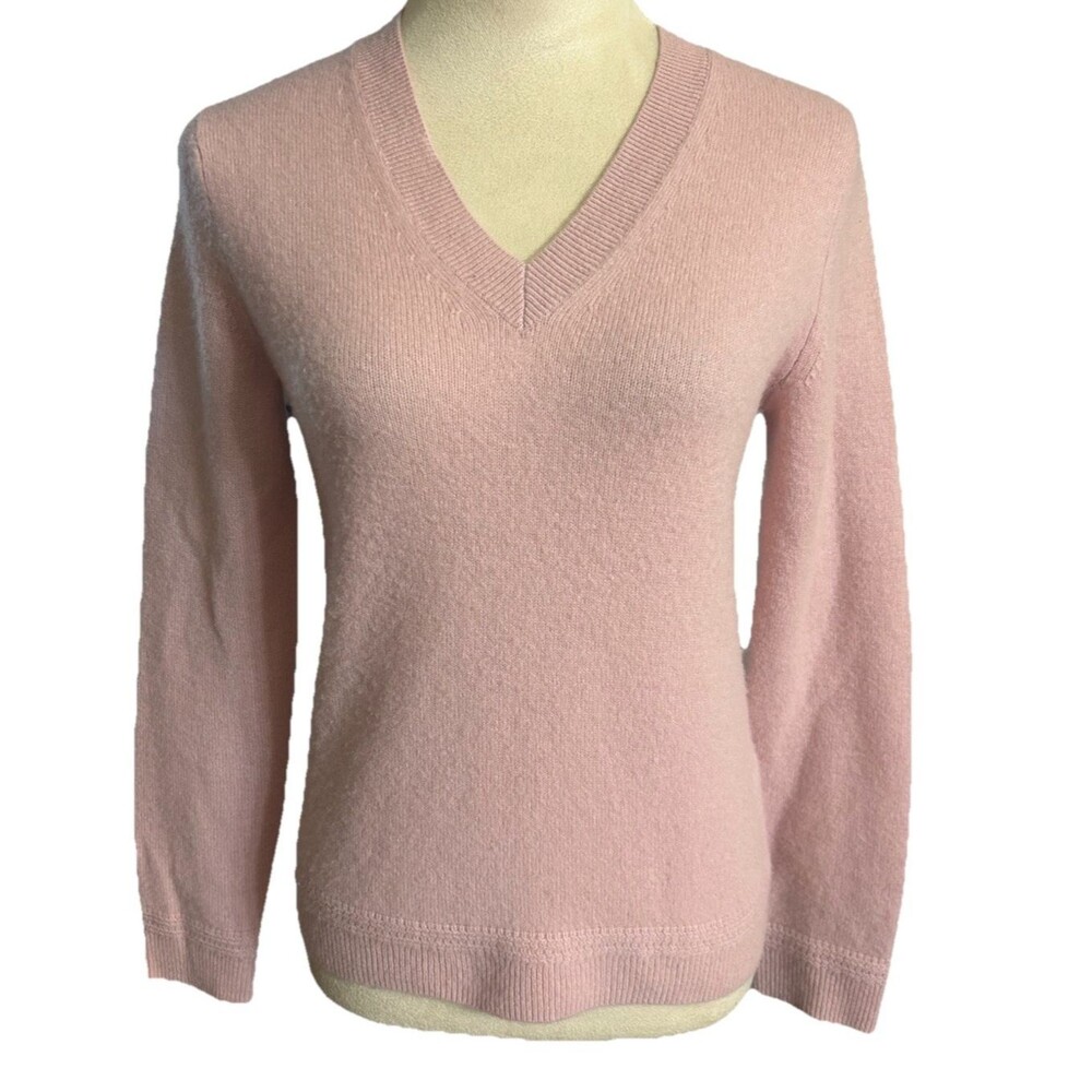 Banana Republic Womens XS 100% Cashmere Blush Pink V neck Sweater Pullover
